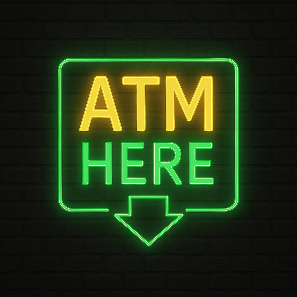 ATM here neon sign