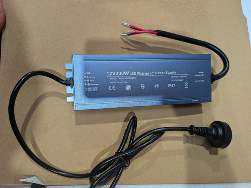 220-240V to 12V/24V Power Supply Waterproof ip65 – 25A or 300W Output, Australian Plug, 3-Year Warranty