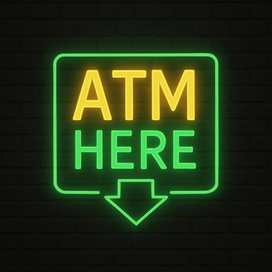 ATM here neon sign